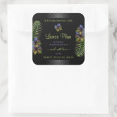 Black Product Labels Yellow Lila Hawaii Blume Quadratischer Aufkleber (Tasche)
