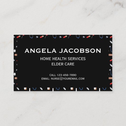 Black Professional Medical Registered Nurse Visitenkarte (Rückseite)