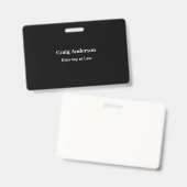 Black Professional Plain Modern Elegant Ausweis (Vorder- & Rückseite)
