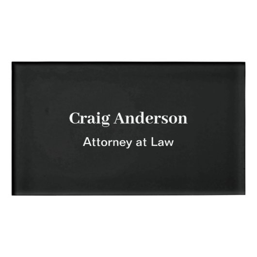 Black Professional Plain Modern Elegant Namenschild (Vorderseite)