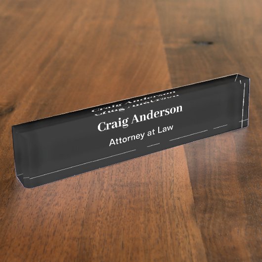 Black Professional Plain Modern Elegant Namensplakette (Seite)