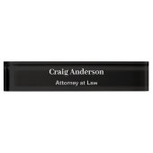 Black Professional Plain Modern Elegant Namensplakette (Vorderseite)