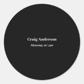 Black Professional Plain Modern Elegant Runder Aufkleber (Vorderseite)