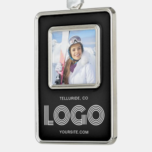 Black Promo Foto Modern Logo Rahmen-Ornament Silber (Links)