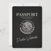 Black Puerta Vallarta Passport Wedding Einladung (Rückseite)