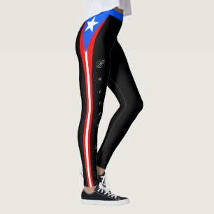 Black Puerto Rico Leggings, Fahne /sports Leggings