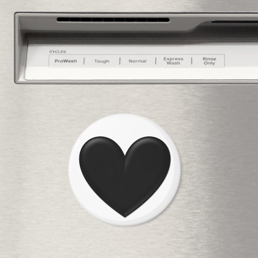 Black Puffy Heart Magnet (In Situ (Geschirrspüler))
