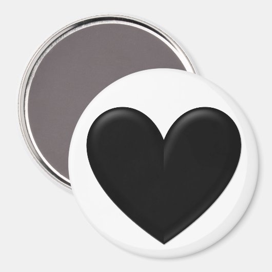 Black Puffy Heart Magnet (Vorderseite/Rückseite)