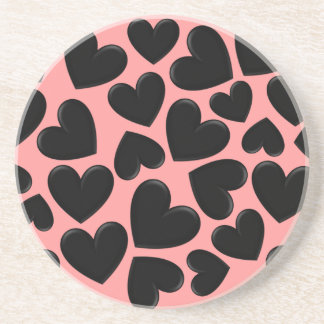 Black Puffy Hearts Getränkeuntersetzer