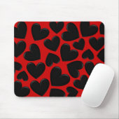 Black Puffy Hearts Mousepad (Mit Mouse)