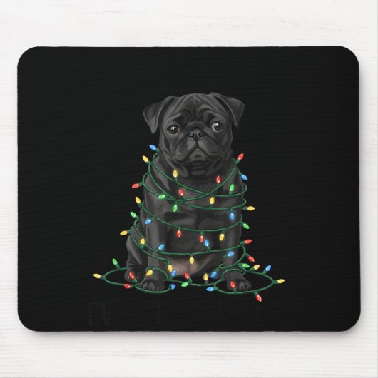 Black Pug Christmas I'm Fine Everything Is Fine Mousepad (Vorne)