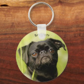 Black Pug Custom Keychain Schlüsselanhänger (Vorderseite)