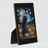 Black Pug dog of van gogh starry night halloween F Fotoplatte (Seite)
