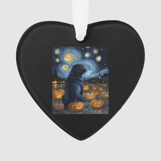 Black Pug dog of van gogh starry night halloween F Ornament (Vorderseite)