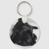Black Pug Puppy Schlüsselanhänger (Vorderseite)