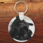 Black Pug Puppy Schlüsselanhänger (Vorderseite)