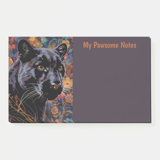 Black Puma Cat Boho My Pawsome Personal Post-it Klebezettel (Vorderseite)