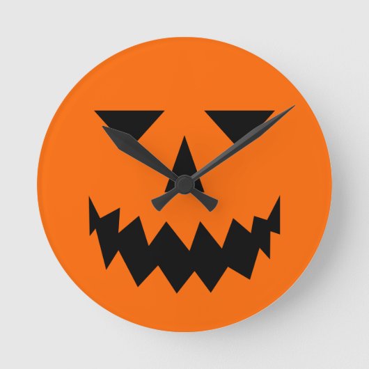 Black Pumpkin Face Clock Große Wanduhr (Vorderseite)