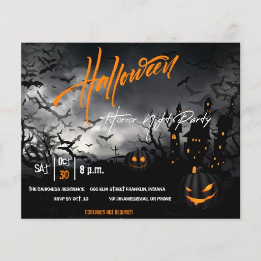 Black Pumpkin Halloween-Party Einladung Flyer (Vorne)