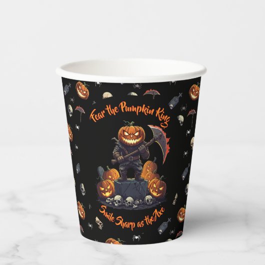 🖤 Black Pumpkin King Halloween Cup 🎃 Pappbecher (Vorderseite)