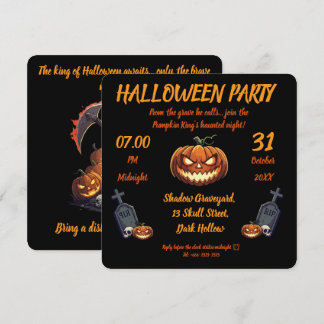 🖤 Black Pumpkin King Halloween 🎃 Einladung