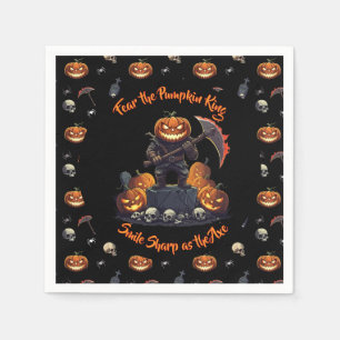 🖤 Black Pumpkin King Halloween Napkin 🎃 Serviette