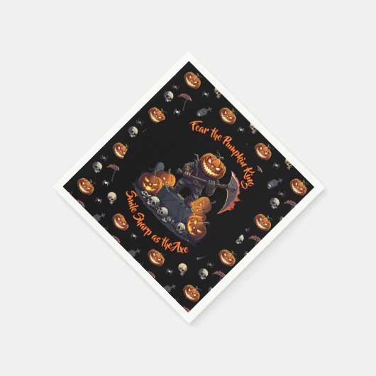 🖤 Black Pumpkin King Halloween Napkin 🎃 Serviette (Ecke)