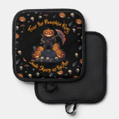 🖤 Black Pumpkin King Oven Mitt Set 🎃 Topflappen (Vorderseite/Rückseite)