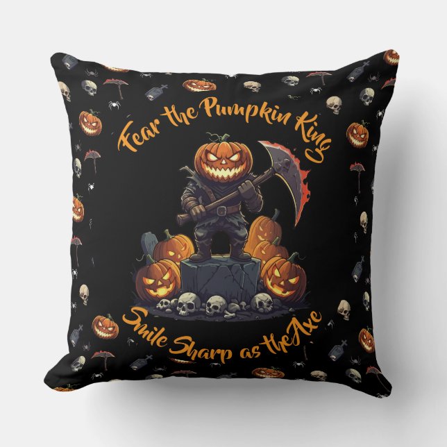 🖤 Black Pumpkin King Throw Kissen 🎃 (Vorderseite)