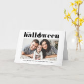 Black Pumpkin Retro Typografie Happy Halloween Karte (Gelbe Blume)