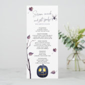 Black Pumpkin & Spider Fall Elegant Halloween Menükarte (Stehend Vorderseite)