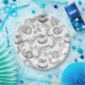 Black Pumpkin Toile 9 in. Round Paper plate Pappteller (Party)