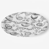 Black Pumpkin Toile 9 in. Round Paper plate Pappteller (Schrägansicht)