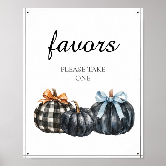 Black Pumpkins Watercolor Baby Dusche Gefallen Poster (Vorne)