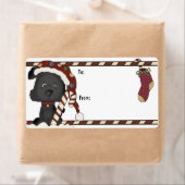 Black Puppy and Christmas Strumpf Gift Label (Insitu)
