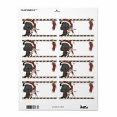 Black Puppy and Christmas Strumpf Gift Label (Vorne)