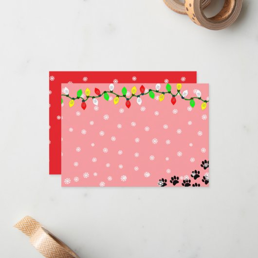 Black Puppy Paw Prints Custom Christmas Mitteilungskarte (Vorderseite/Rückseite Beispiel)