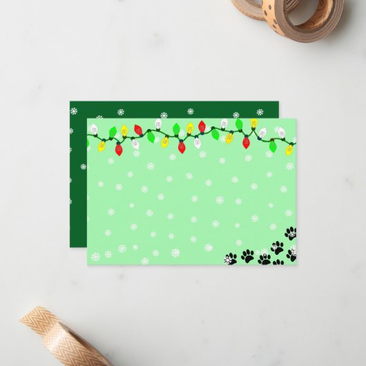 Black Puppy Paw Prints Custom Christmas Mitteilungskarte (Vorderseite/Rückseite Beispiel)