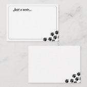 Black Puppy Paw Prints Just a Note Mitteilungskarte (Vorne/Hinten)