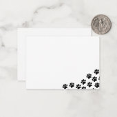 Black Puppy Paw Prints Mitteilungskarte (Vorderseite/Rückseite Beispiel)