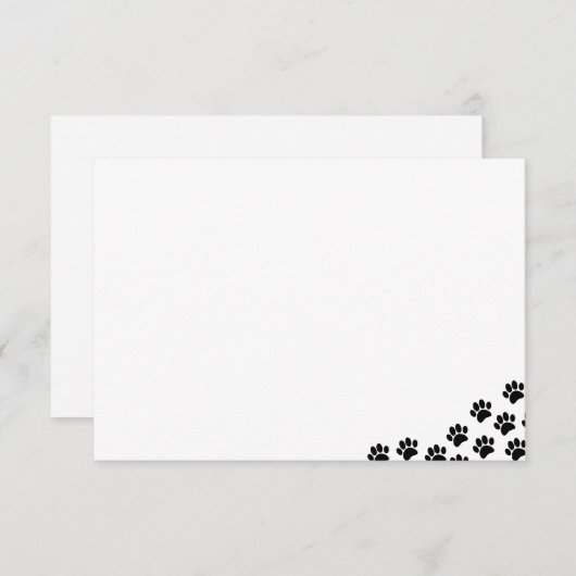 Black Puppy Paw Prints Mitteilungskarte (Vorne/Hinten)