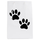 Black Puppy Paw Prints Mittlere Geschenktüte (Vorderseite)