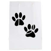 Black Puppy Paw Prints Mittlere Geschenktüte (Rückseite)