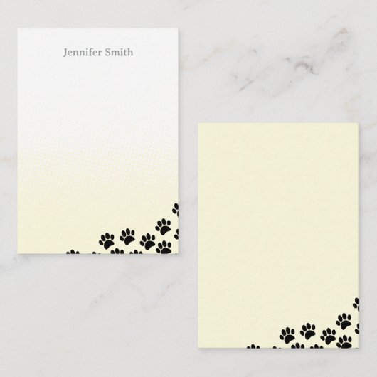 Black Puppy Paw Prints Personalized Stationery  Mitteilungskarte (Vorne/Hinten)