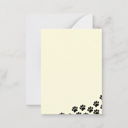 Black Puppy Paw Prints Personalized Stationery  Mitteilungskarte (Rückseite)