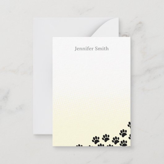 Black Puppy Paw Prints Personalized Stationery  Mitteilungskarte (Vorderseite)