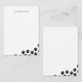Black Puppy Paw Prints Personalized Stationery Mitteilungskarte (Vorne/Hinten)
