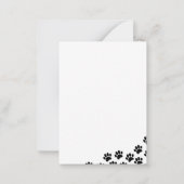 Black Puppy Paw Prints Personalized Stationery Mitteilungskarte (Rückseite)