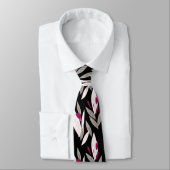 Black purple abstract red retro flower pattern krawatte (Gebunden)