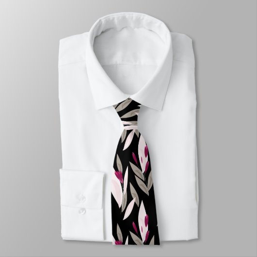 Black purple abstract red retro flower pattern krawatte (Gebunden)